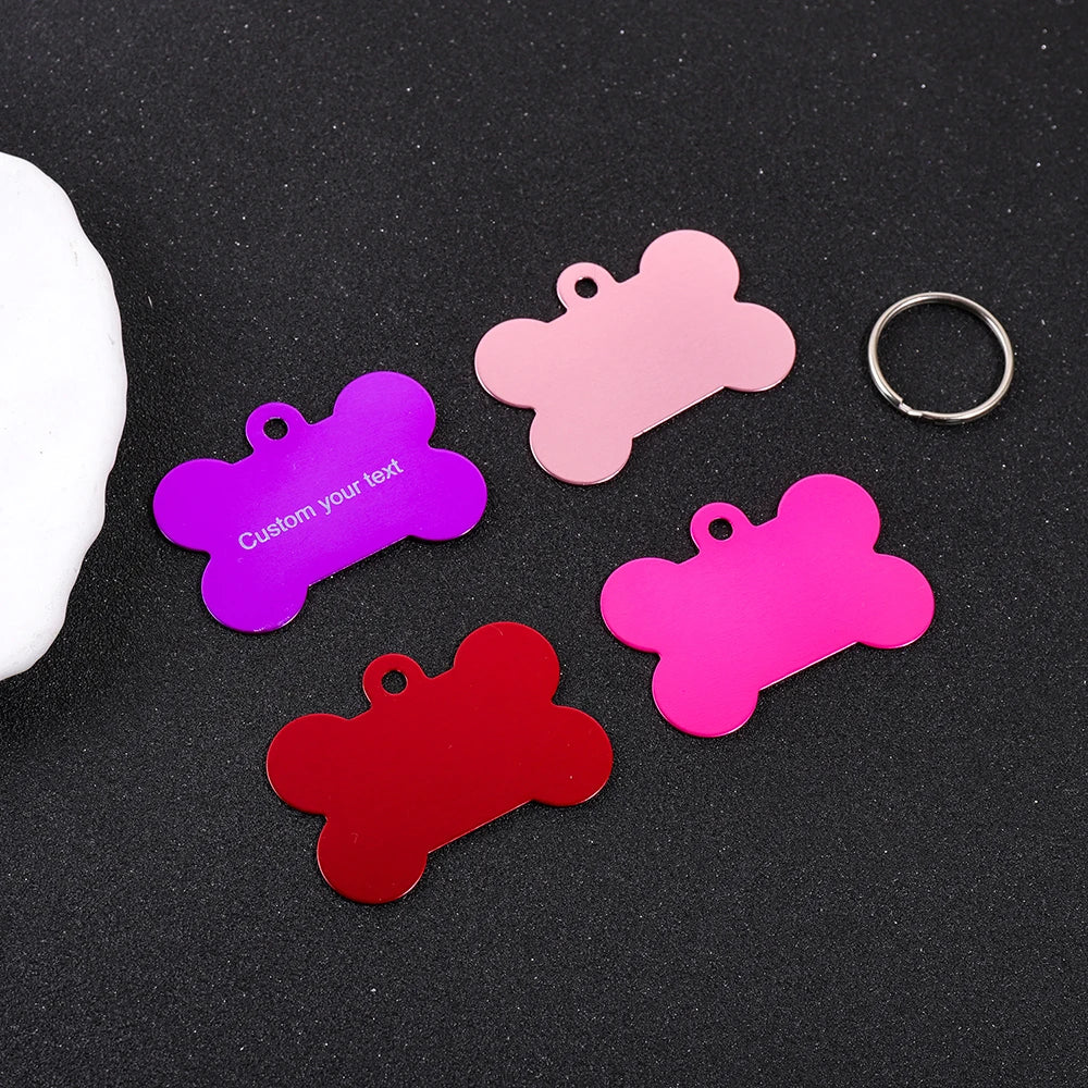 Custom Name Dog Tag Bone Shaped Personalized Name Pets ID Tag Laser Engraving Number Anti-lost Pendant Customized Text Dog Tags