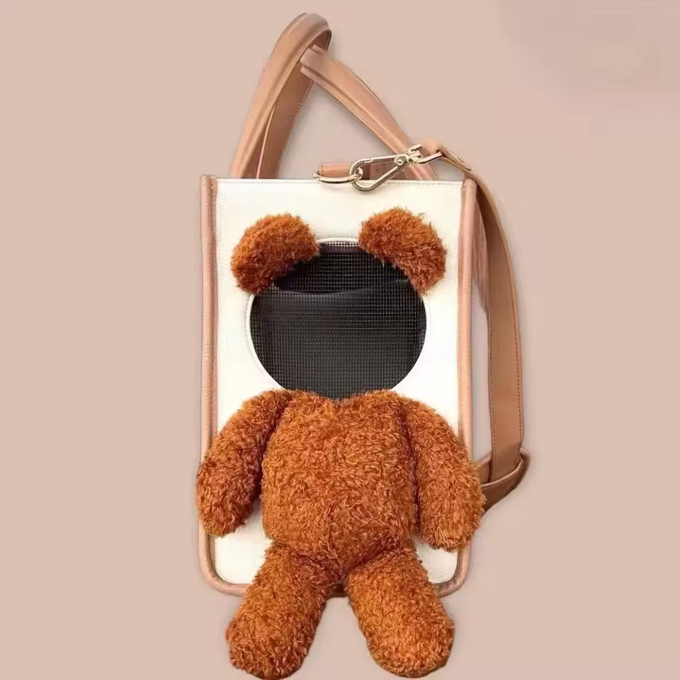 Teddy Bear Pet Carrier Bag - Head-Out Design