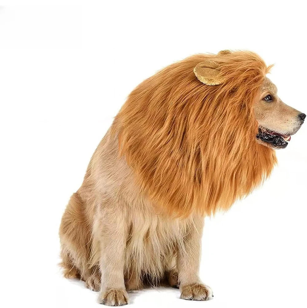 Pet Lion Mane Wig Hat with Ears Funny Dog Cat Cosplay Costume for Halloween 2026