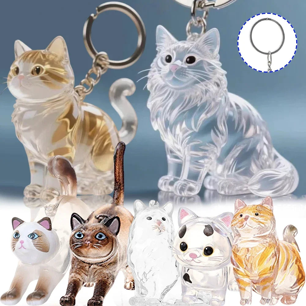 Cute Cat Dog Pet Hair Storage Box Keychain Bag Hanging Decoration Cat Hair Transparent Creative Souvenir,Pet Memorial Ideal Gift