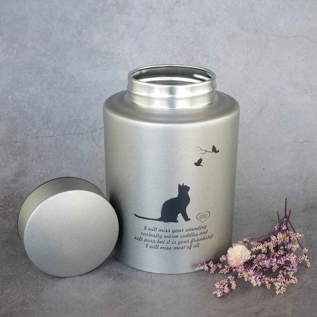 Stainless Steel Pet Memorial Urn with Screw-Top Lid