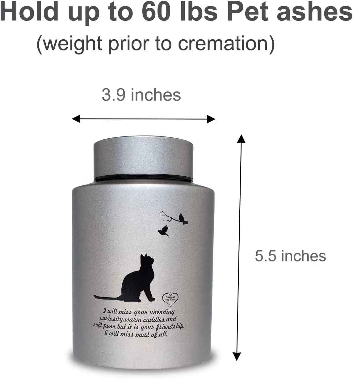 Stainless Steel Pet Memorial Urn with Screw-Top Lid