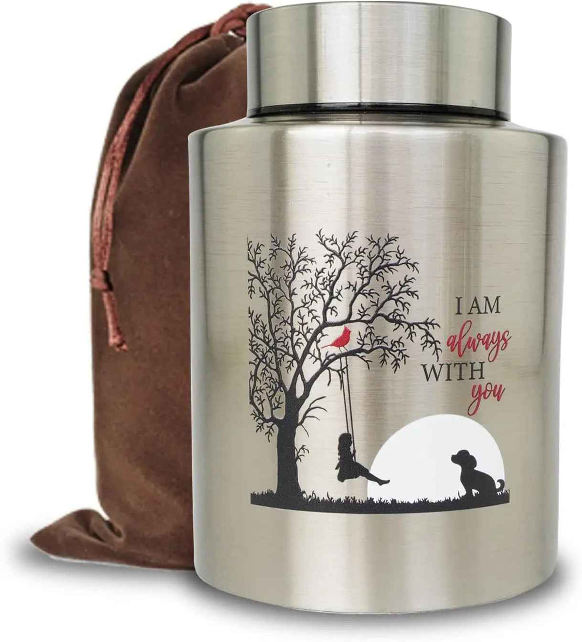 Stainless Steel Pet Memorial Urn with Screw-Top Lid
