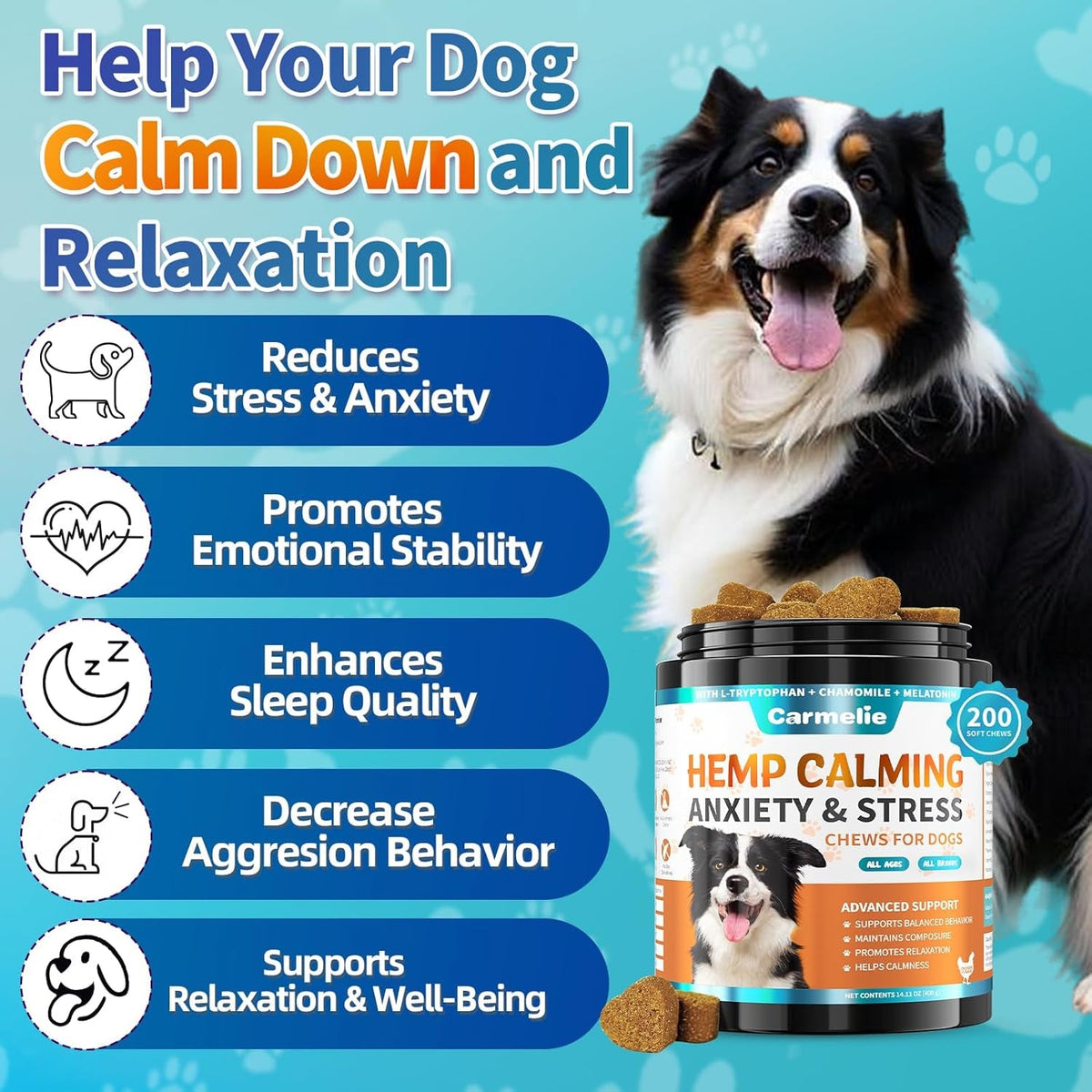 Hemp Calming Soft Chews for Dogs – 200 Count