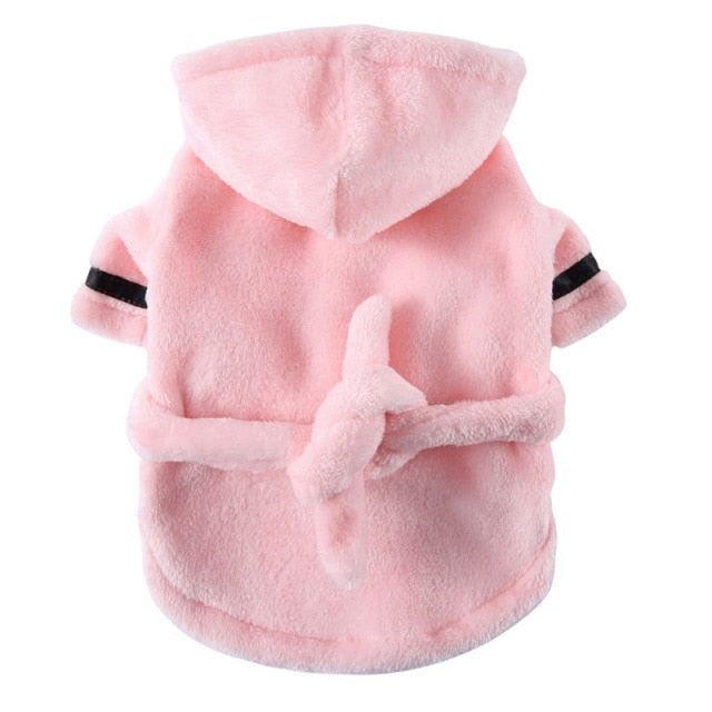 Hooded Dog Bathrobe with Adjustable Belt – S to XL