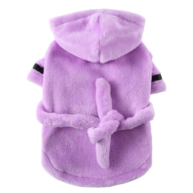 Hooded Dog Bathrobe with Adjustable Belt – S to XL