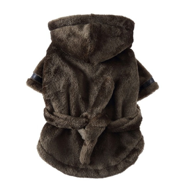 Hooded Dog Bathrobe with Adjustable Belt – S to XL
