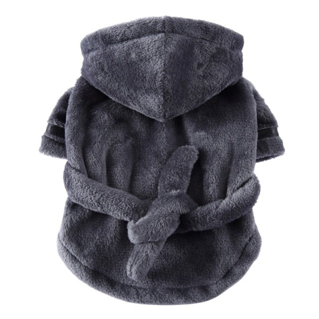 Hooded Dog Bathrobe with Adjustable Belt – S to XL